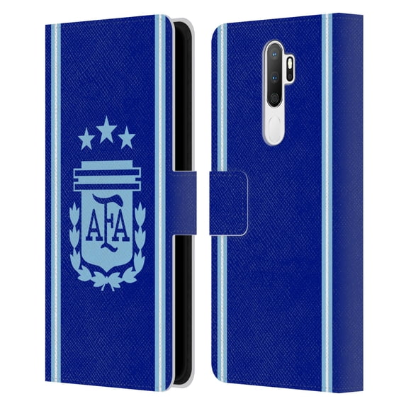 Head Case Designs Officially Licensed Argentina National Football Team 2024/25 Crest Kit Away Leather Wallet Case Compatible with OPPO Oppo A5 (2020)