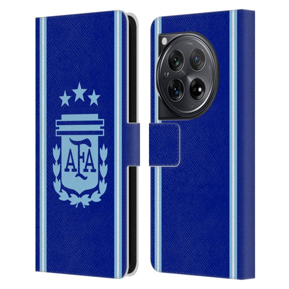 Head Case Designs Officially Licensed Argentina National Football Team 2024/25 Crest Kit Away Leather Wallet Case Compatible with OnePlus 12