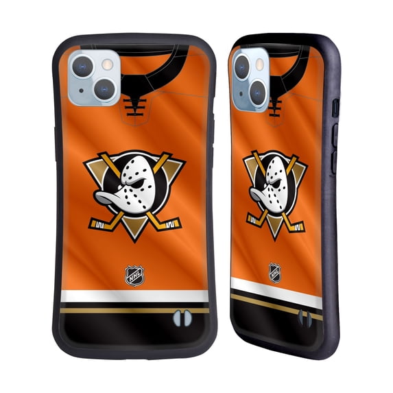 Head Case Designs Officially Licensed NHL Anaheim Ducks Jersey Hybrid Case Compatible with Apple iPhone 14 Plus