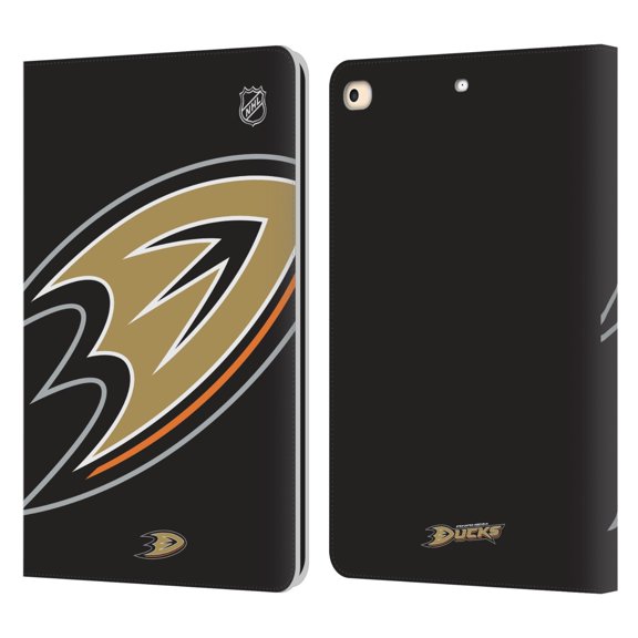 Head Case Designs Officially Licensed NHL Anaheim Ducks Oversized Leather Book Wallet Case Cover Compatible with Apple iPad 9.7 2017 / iPad 9.7 2018