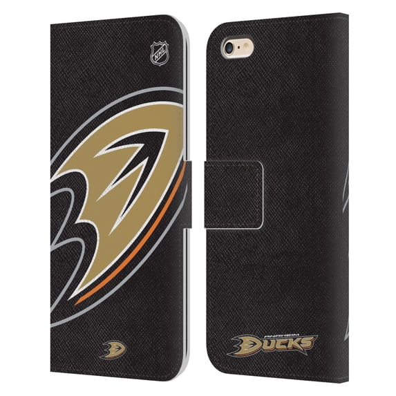 Head Case Designs Officially Licensed NHL Anaheim Ducks Oversized Leather Book Wallet Case Cover Compatible with Apple iPhone 6 Plus / iPhone 6s Plus