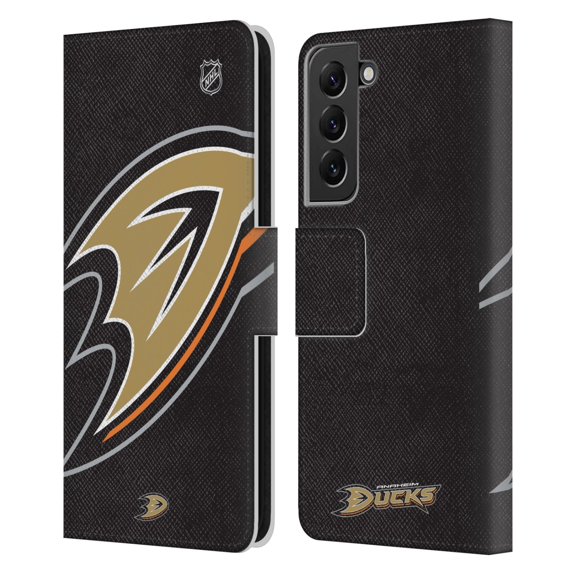 Head Case Designs Officially Licensed NHL Anaheim Ducks Oversized Leather Book Wallet Case Cover Compatible with Samsung Galaxy S22+ 5G