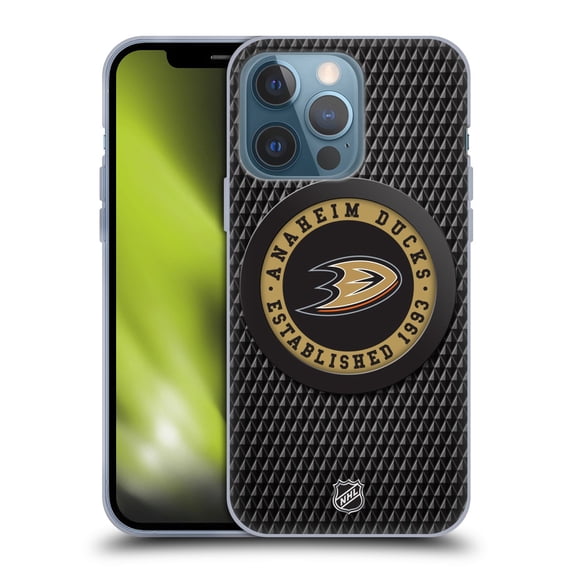 Head Case Designs Officially Licensed NHL Anaheim Ducks Puck Texture Soft Gel Case Compatible with Apple iPhone 13 Pro
