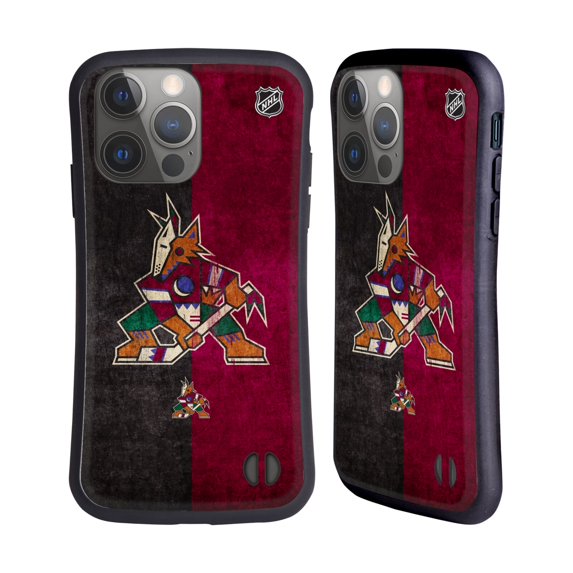 Head Case Designs Officially Licensed NHL Arizona Coyotes Half Distressed Hybrid Case Compatible with Apple iPhone 14 Pro