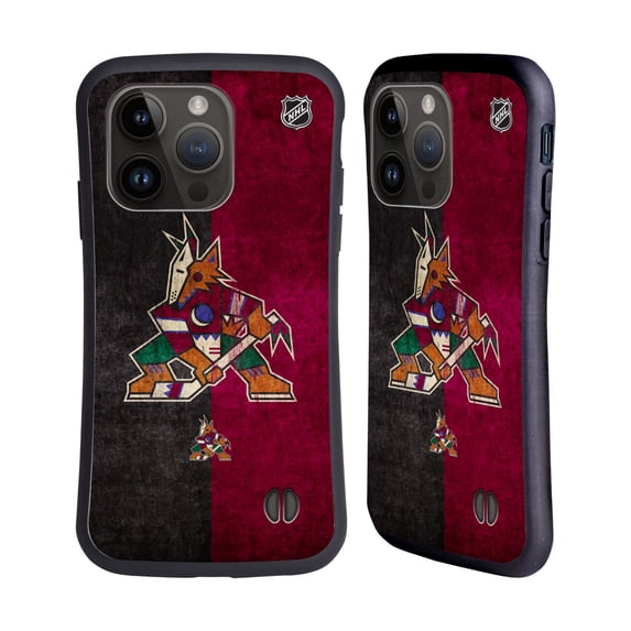 Head Case Designs Officially Licensed NHL Arizona Coyotes Half Distressed Hybrid Case Compatible with Apple iPhone 15 Pro