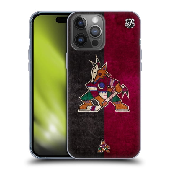 Head Case Designs Officially Licensed NHL Arizona Coyotes Half Distressed Soft Gel Case Compatible with Apple iPhone 14 Pro Max
