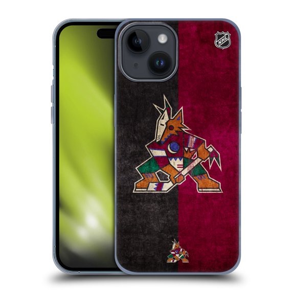 Head Case Designs Officially Licensed NHL Arizona Coyotes Half Distressed Soft Gel Case Compatible with Apple iPhone 15