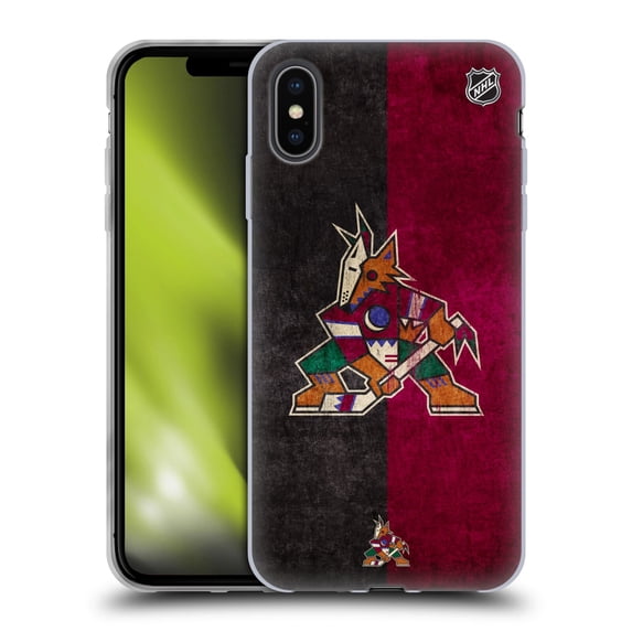 Head Case Designs Officially Licensed NHL Arizona Coyotes Half Distressed Soft Gel Case Compatible with Apple iPhone XS Max