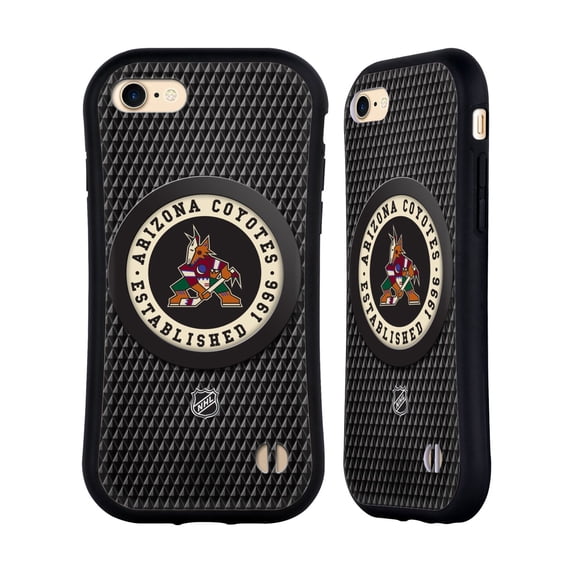 Head Case Designs Officially Licensed NHL Arizona Coyotes Puck Texture Hybrid Case Compatible with Apple iPhone 7 / 8 / SE 2020 & 2022