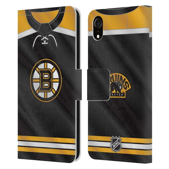 Head Case Designs Officially Licensed NHL Boston Bruins Jersey Leather Book Wallet Case Cover Compatible with Apple iPhone XR