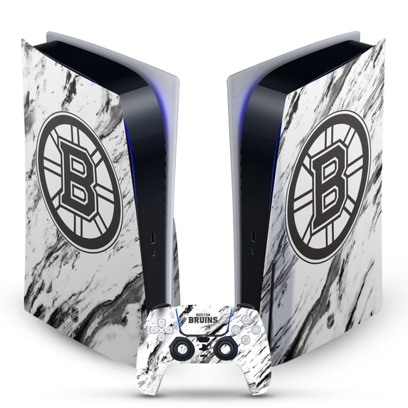 Head Case Designs Officially Licensed NHL Boston Bruins Marble Vinyl Sticker Skin Decal Cover Compatible with Sony PS5 Disc Edition Bundle
