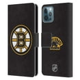 thumbnail image 1 of Head Case Designs Officially Licensed NHL Boston Bruins Plain Leather Book Wallet Case Cover Compatible with Apple iPhone 12 / iPhone 12 Pro, 1 of 6