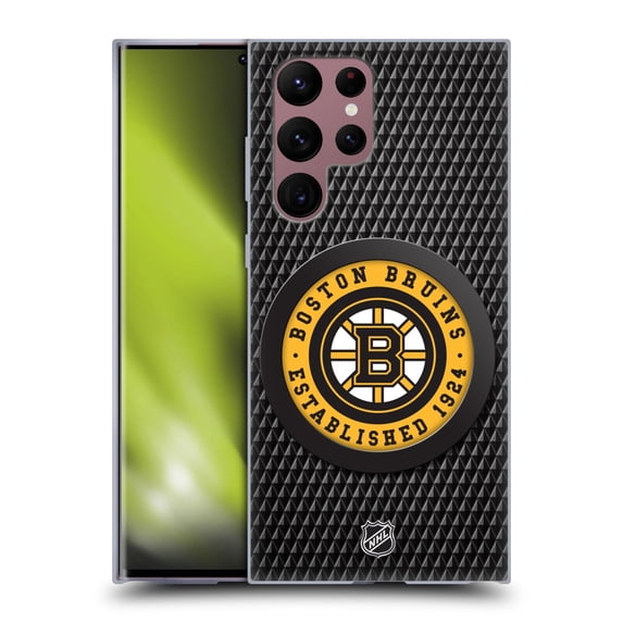 Head Case Designs Officially Licensed NHL Boston Bruins Puck Texture Soft Gel Case Compatible with Samsung Galaxy S22 Ultra 5G