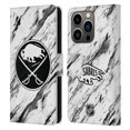 thumbnail image 1 of Head Case Designs Officially Licensed NHL Buffalo Sabres Marble Leather Book Wallet Case Cover Compatible with Apple iPhone 14 Pro, 1 of 6