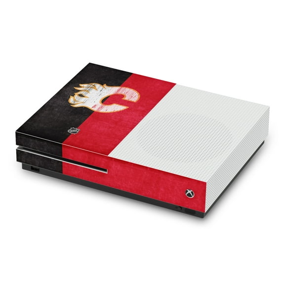 Head Case Designs Officially Licensed NHL Calgary Flames Half Distressed Vinyl Sticker Skin Decal Cover Compatible with Microsoft Xbox One S Console
