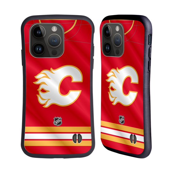 Head Case Designs Officially Licensed NHL Calgary Flames Jersey Hybrid Case Compatible with Apple iPhone 15 Pro