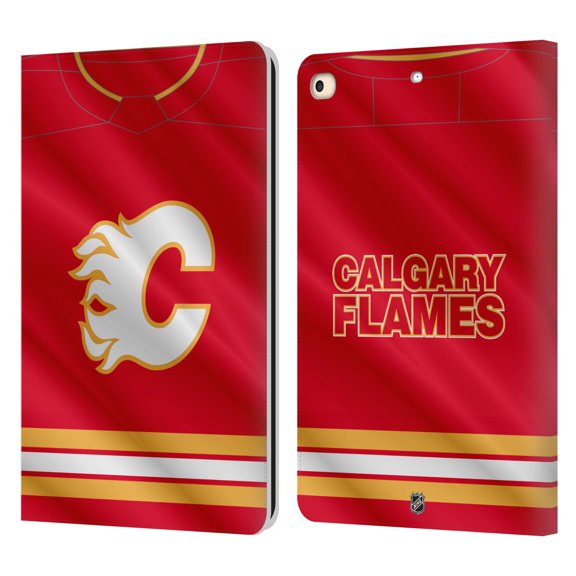 Head Case Designs Officially Licensed NHL Calgary Flames Jersey Leather Book Wallet Case Cover Compatible with Apple iPad 9.7 2017 / iPad 9.7 2018