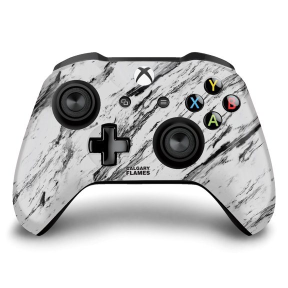 Head Case Designs Officially Licensed NHL Calgary Flames Marble Vinyl Sticker Skin Decal Cover Compatible with Microsoft Xbox One S / X Controller