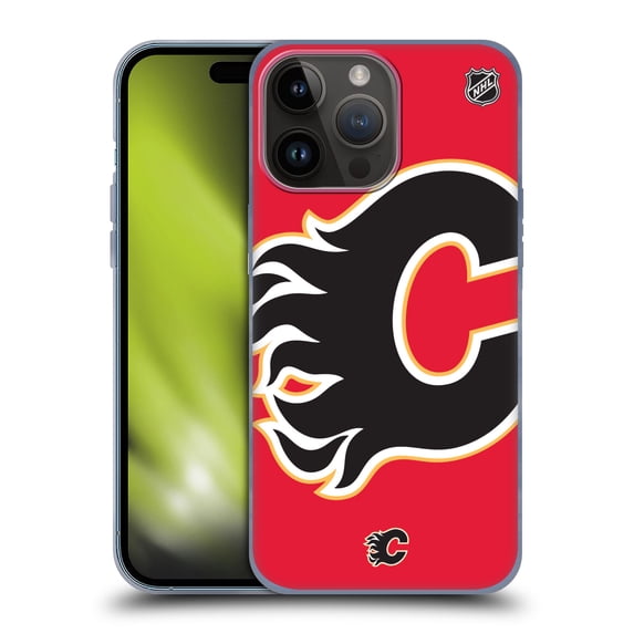 Head Case Designs Officially Licensed NHL Calgary Flames Oversized Soft Gel Case Compatible with Apple iPhone 15 Pro Max