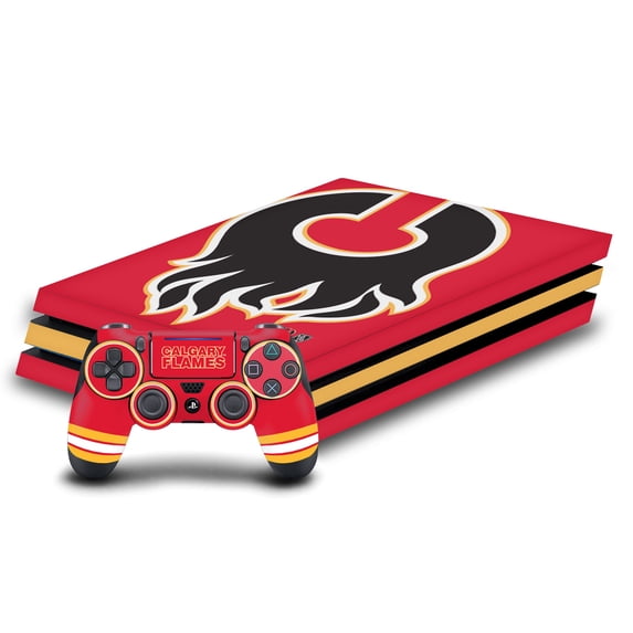 Head Case Designs Officially Licensed NHL Calgary Flames Oversized Vinyl Sticker Skin Decal Cover Compatible with Sony PS4 Pro Bundle