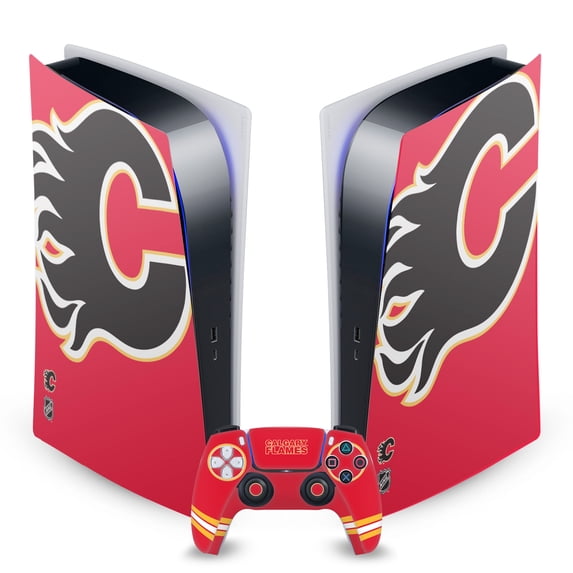 Head Case Designs Officially Licensed NHL Calgary Flames Oversized Vinyl Sticker Skin Decal Cover Compatible with Sony PS5 Digital Edition Bundle