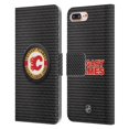 thumbnail image 1 of Head Case Designs Officially Licensed NHL Calgary Flames Puck Texture Leather Book Wallet Case Cover Compatible with Apple iPhone 7 Plus / iPhone 8 Plus, 1 of 6