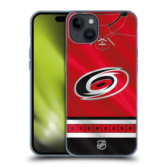 Head Case Designs Officially Licensed NHL Carolina Hurricanes Jersey Soft Gel Case Compatible with Apple iPhone 15 Plus