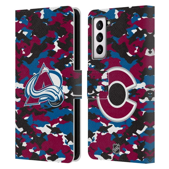 Head Case Designs Officially Licensed NHL Colorado Avalanche Camouflage Leather Book Wallet Case Cover Compatible with Samsung Galaxy S21 5G