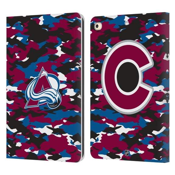 Head Case Designs Officially Licensed NHL Colorado Avalanche Camouflage Leather Book Wallet Case Cover Compatible with Apple iPad 9.7 2017 / iPad 9.7 2018