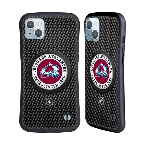 Head Case Designs Officially Licensed NHL Colorado Avalanche Puck Texture Hybrid Case Compatible with Apple iPhone 14 Plus