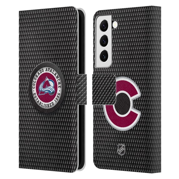 Head Case Designs Officially Licensed NHL Colorado Avalanche Puck Texture Leather Book Wallet Case Cover Compatible with Samsung Galaxy S22 5G