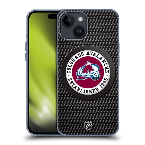 Head Case Designs Officially Licensed NHL Colorado Avalanche Puck Texture Soft Gel Case Compatible with Apple iPhone 15