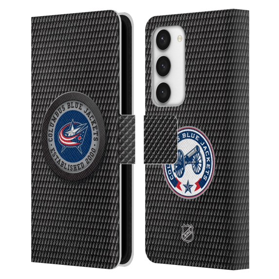 Head Case Designs Officially Licensed NHL Columbus Blue Jackets Puck Texture Leather Book Wallet Case Cover Compatible with Samsung Galaxy S23 5G