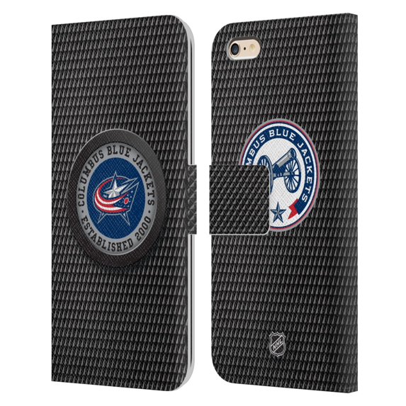 Head Case Designs Officially Licensed NHL Columbus Blue Jackets Puck Texture Leather Book Wallet Case Cover Compatible with Apple iPhone 6 Plus / iPhone 6s Plus