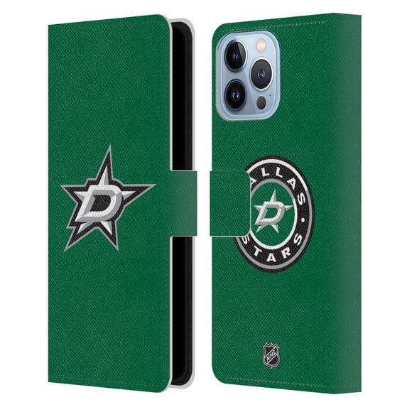 Head Case Designs Officially Licensed NHL Dallas Stars Plain Leather Book Wallet Case Cover Compatible with Apple iPhone 13 Pro Max