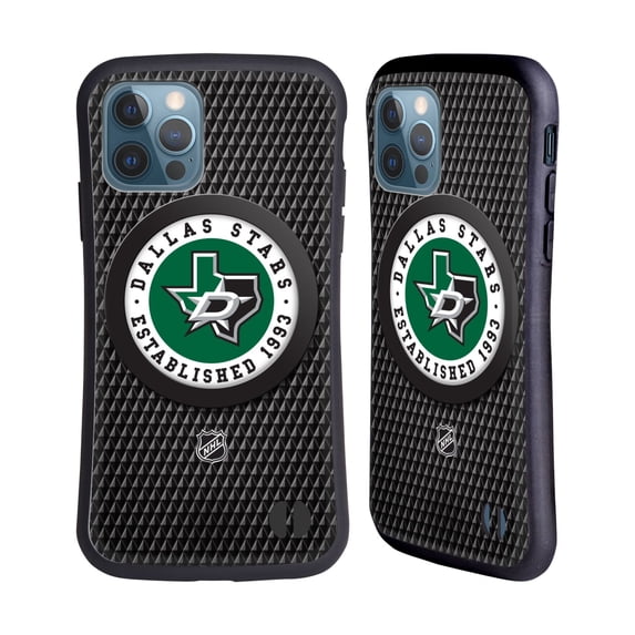 Head Case Designs Officially Licensed NHL Dallas Stars Puck Texture Hybrid Case Compatible with Apple iPhone 12 / iPhone 12 Pro
