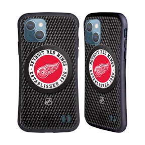 Head Case Designs Officially Licensed NHL Detroit Red Wings Puck Texture Hybrid Case Compatible with Apple iPhone 13