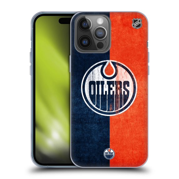 Head Case Designs Officially Licensed NHL Edmonton Oilers Half Distressed Soft Gel Case Compatible with Apple iPhone 14 Pro Max