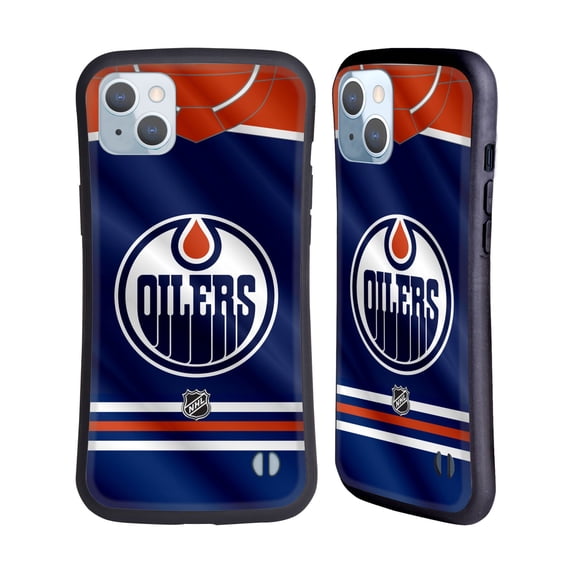 Head Case Designs Officially Licensed NHL Edmonton Oilers Jersey Hybrid Case Compatible with Apple iPhone 14 Plus