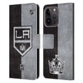 thumbnail image 1 of Head Case Designs Officially Licensed NHL Los Angeles Kings Half Distressed Leather Book Wallet Case Cover Compatible with Apple iPhone 15 Pro, 1 of 6