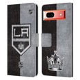 thumbnail image 1 of Head Case Designs Officially Licensed NHL Los Angeles Kings Half Distressed Leather Book Wallet Case Cover Compatible with Google Pixel 7a, 1 of 6