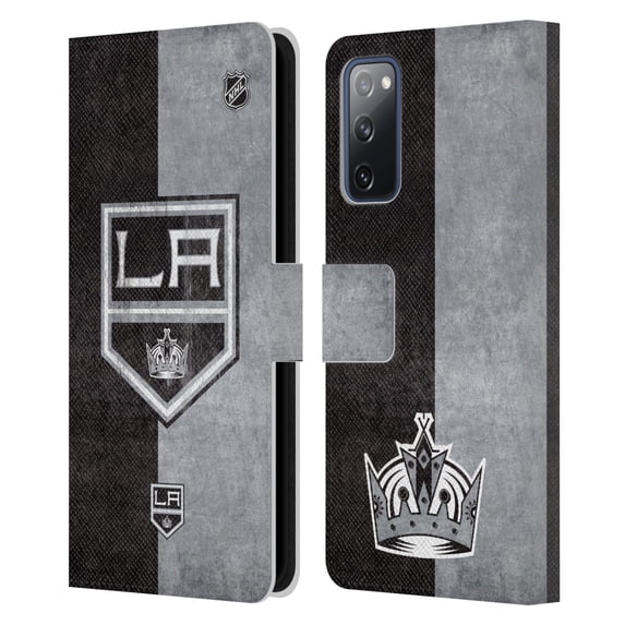 Head Case Designs Officially Licensed NHL Los Angeles Kings Half Distressed Leather Book Wallet Case Cover Compatible with Samsung Galaxy S20 FE / 5G