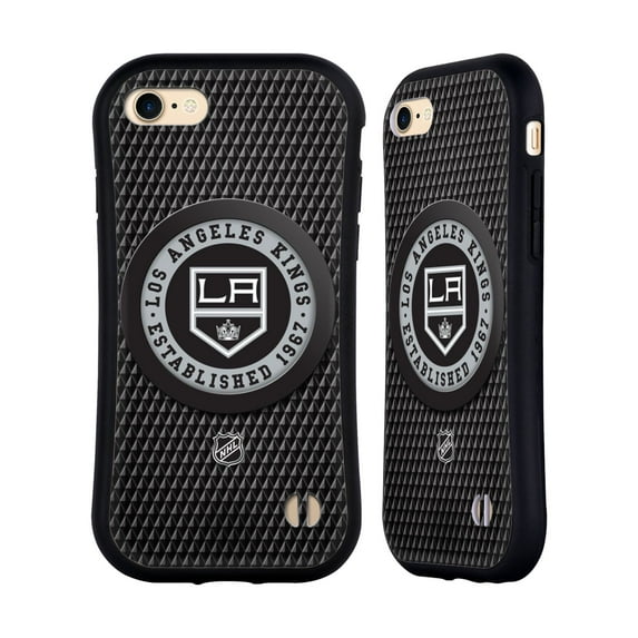 Head Case Designs Officially Licensed NHL Los Angeles Kings Puck Texture Hybrid Case Compatible with Apple iPhone 7 / 8 / SE 2020 & 2022