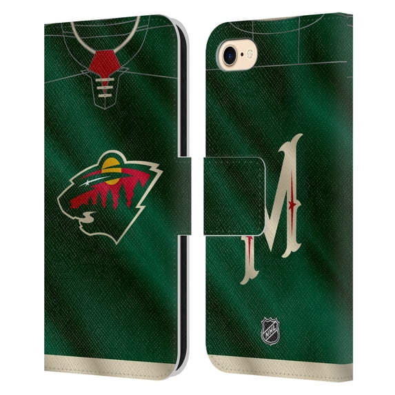 Head Case Designs Officially Licensed NHL Minnesota Wild Jersey Leather Book Wallet Case Cover Compatible with Apple iPhone 7 / 8 / SE 2020 & 2022