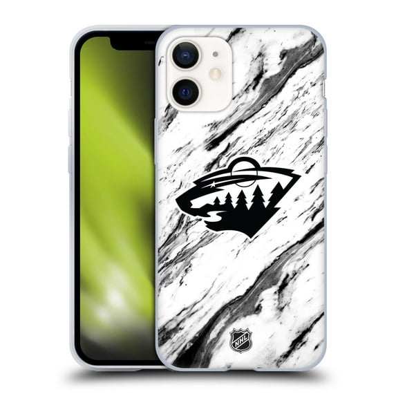 Head Case Designs Officially Licensed NHL Minnesota Wild Marble Soft Gel Case Compatible with Apple iPhone 12 Mini