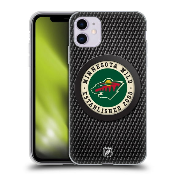 Head Case Designs Officially Licensed NHL Minnesota Wild Puck Texture Soft Gel Case Compatible with Apple iPhone 11
