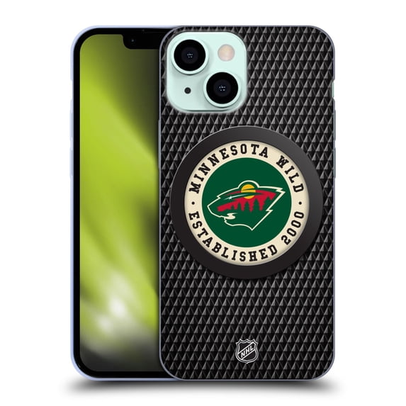 Head Case Designs Officially Licensed NHL Minnesota Wild Puck Texture Soft Gel Case Compatible with Apple iPhone 13 Mini