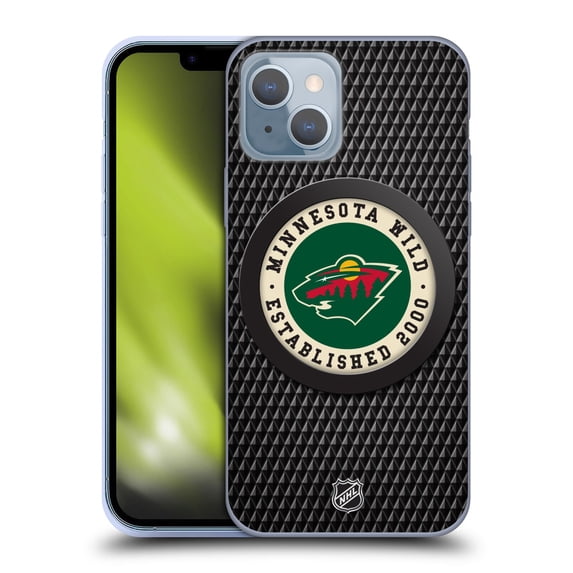 Head Case Designs Officially Licensed NHL Minnesota Wild Puck Texture Soft Gel Case Compatible with Apple iPhone 14