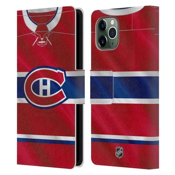 Head Case Designs Officially Licensed NHL Montreal Canadiens Jersey Leather Book Wallet Case Cover Compatible with Apple iPhone 11 Pro