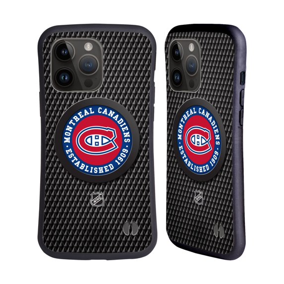 Head Case Designs Officially Licensed NHL Montreal Canadiens Puck Texture Hybrid Case Compatible with Apple iPhone 15 Pro Max
